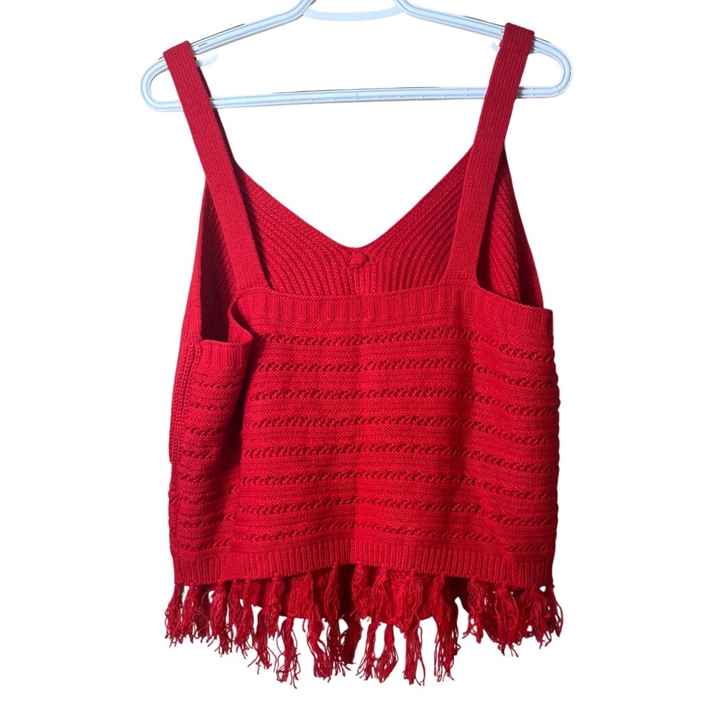 No Boundaries Red Knit Fringe Tank Top XXXL 21 Boho Western Festival Cami Shirt - Picture 3 of 9